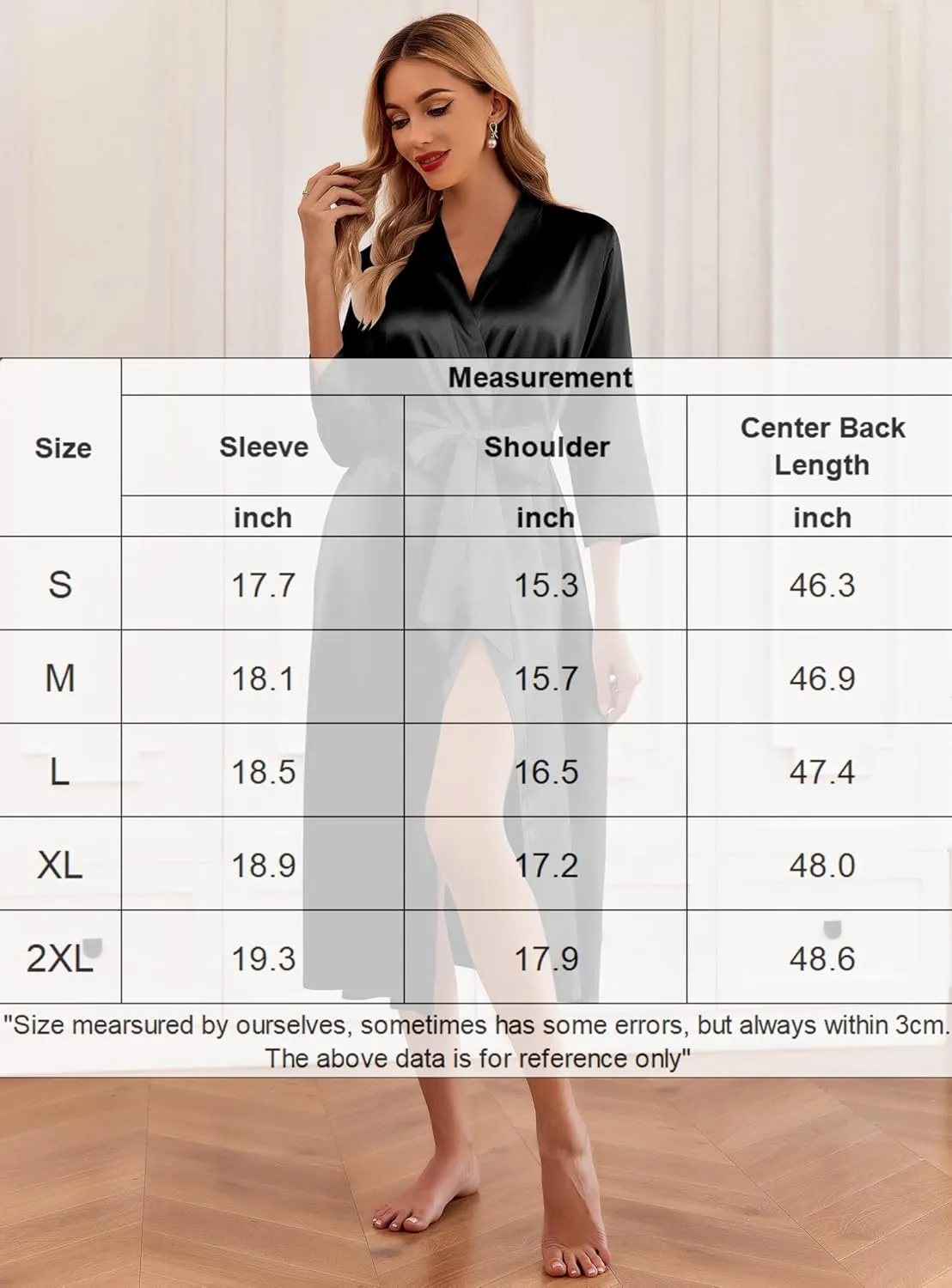 Ekouaer Silk Robes for Women Long Satin Bride Bridesmaid Wedding Party Robes Lightweight Sexy Sleepwear with Pockets