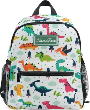 Emelivor Custom Dinosaur Preschool Backpack for Toddler Boy Girl School Bag for Children Personalized Travel Toddler Bookbag with Chest Strap