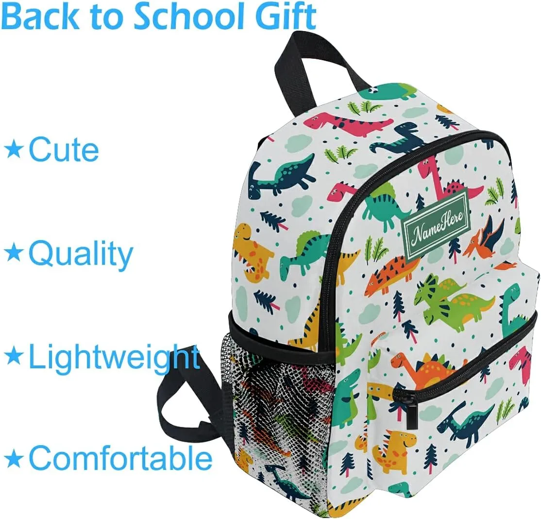 Emelivor Custom Dinosaur Preschool Backpack for Toddler Boy Girl School Bag for Children Personalized Travel Toddler Bookbag with Chest Strap