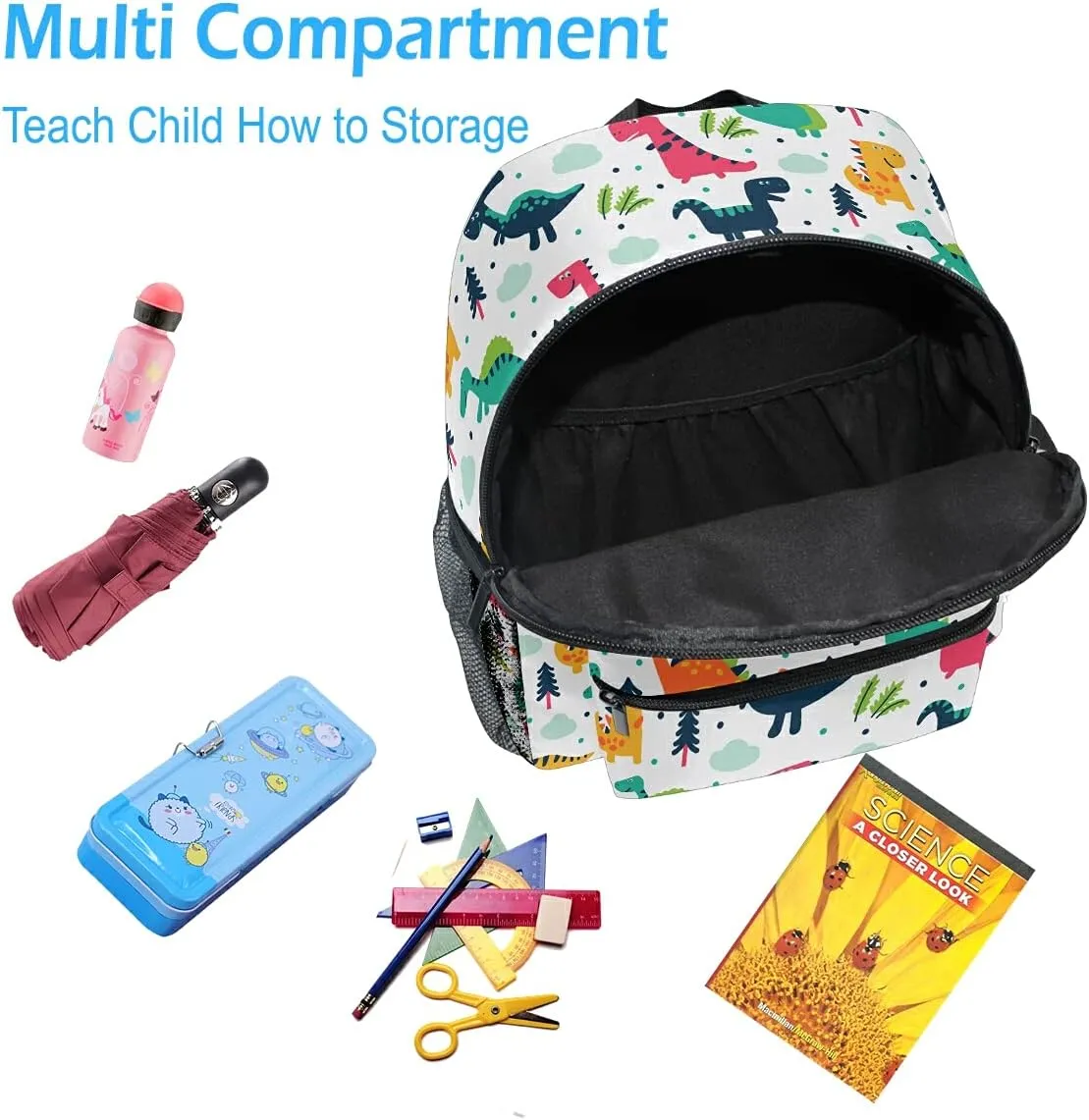 Emelivor Custom Dinosaur Preschool Backpack for Toddler Boy Girl School Bag for Children Personalized Travel Toddler Bookbag with Chest Strap