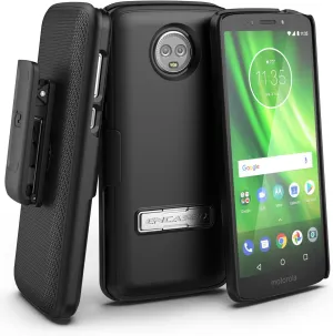 Encased Moto G6 Phone Case with Belt Clip Holster - Rubberized Slim Combo with Metal Kickstand (Slimline Series)