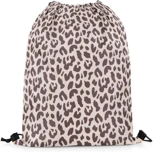 Erosebridal Leopard Print Drawstring Backpack 13X15.7,Brown Cheetah Print Drawstring Bags,Western Animals Draw String Back Bag for Sport Gym Swim,Brown Beige String Backpack