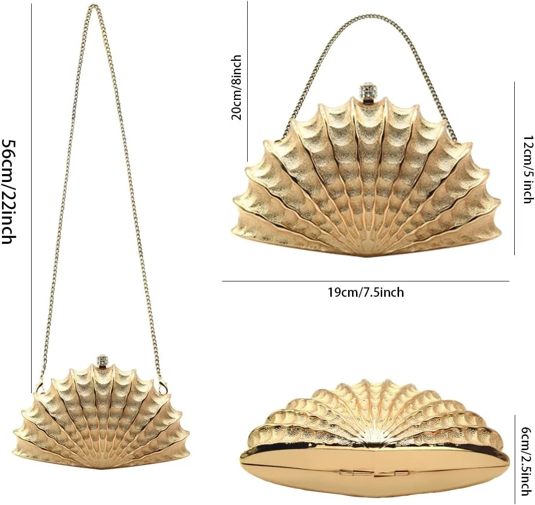 Evening Clutch Purse for Women Formal, Metallic Evening Handbags Metal Chain Shoulder Bag, Rhinestone Purse