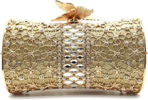 Evening Clutch Purse for Women Formal, Metallic Evening Handbags Metal Chain Shoulder Bag, Rhinestone Purse