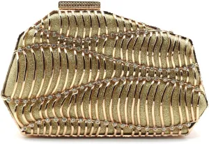 Evening Clutch Purse for Women Formal, Metallic Evening Handbags Metal Chain Shoulder Bag, Rhinestone Purse