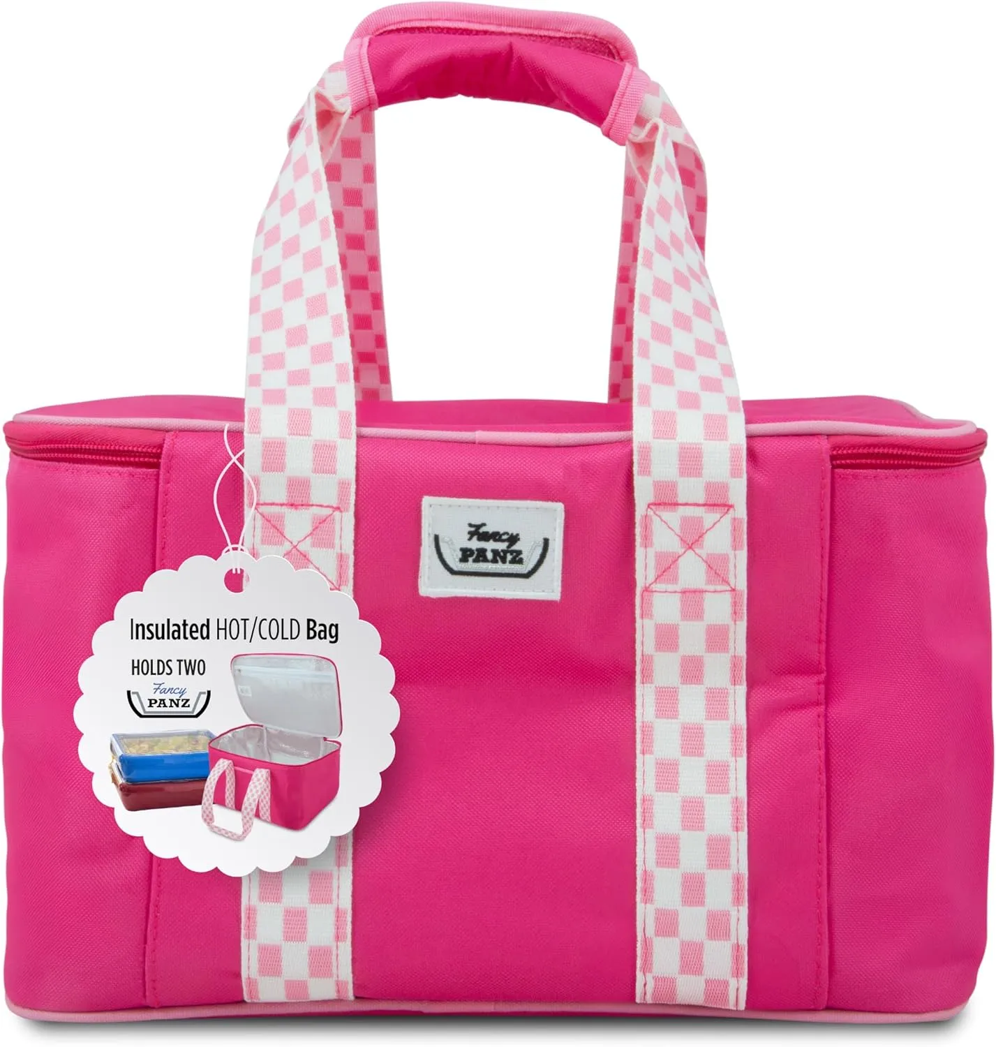 Fancy Panz Insulated Carrier, Casserole Carrier Bag for Hot or Cold Food, Casserole Tray Insulated Bag, Holds 2, Pink