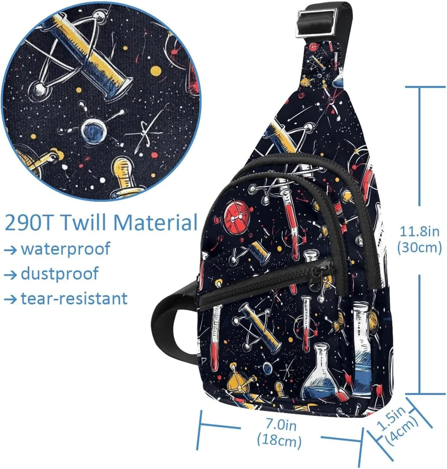 Fanny Pack Cross Body Bag for Outdoors Hiking Traveling, chemical and scientific (1)