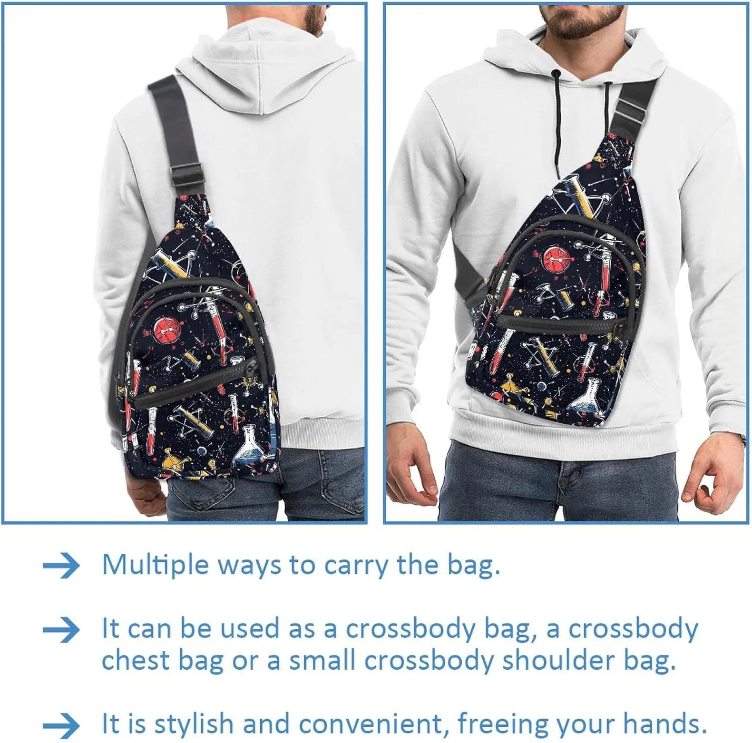 Fanny Pack Cross Body Bag for Outdoors Hiking Traveling, chemical and scientific (1)