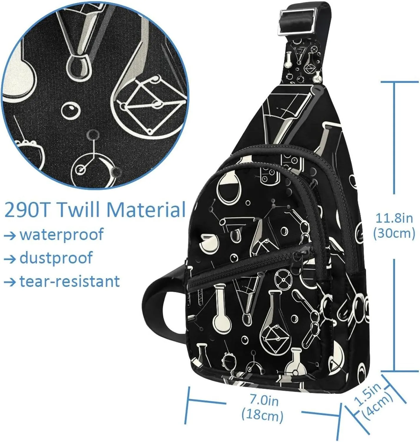 Fanny Pack Cross Body Bag for Outdoors Hiking Traveling, _chemical and scientific pattern (2)