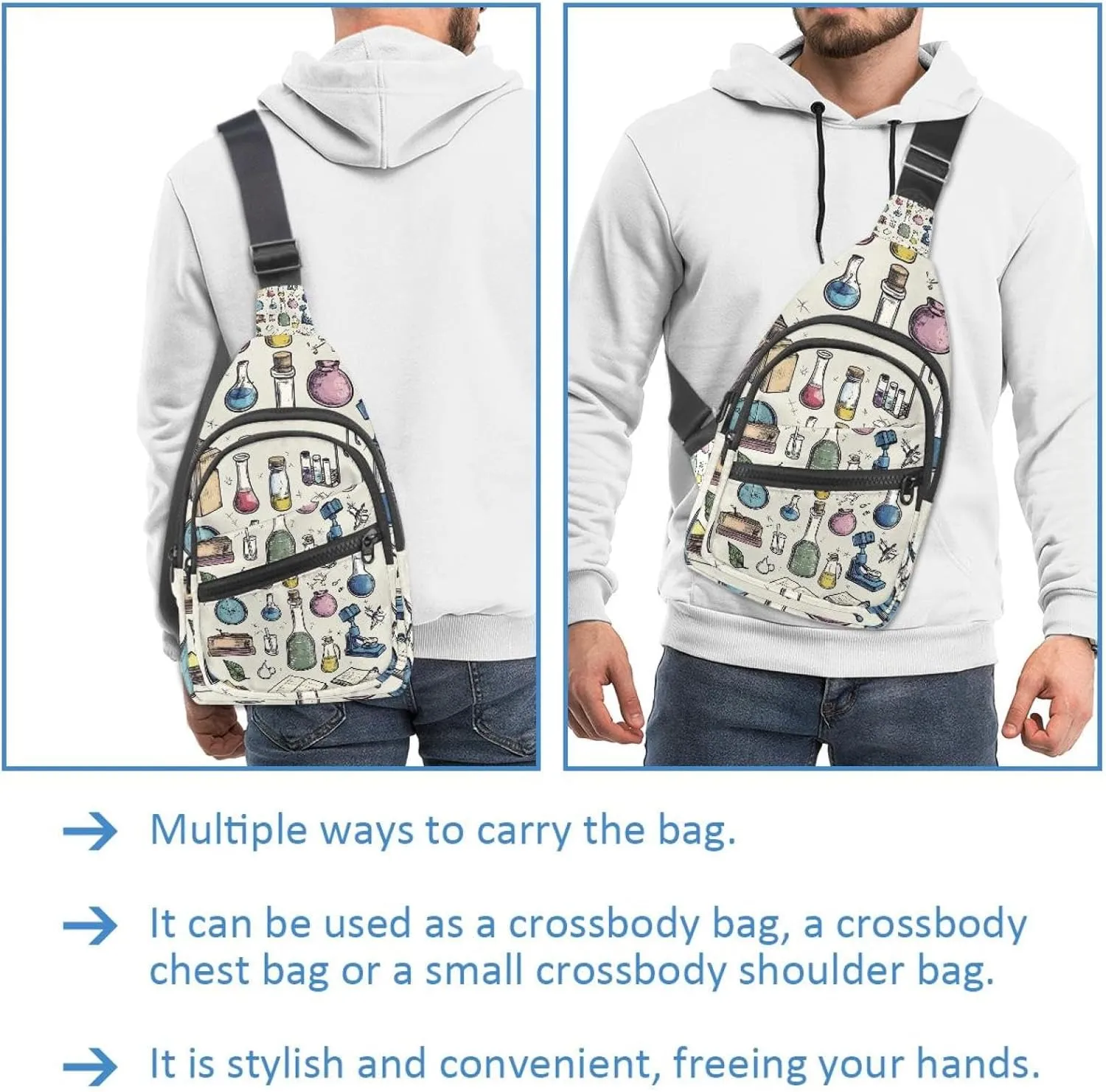 Fanny Pack Cross Body Bag for Outdoors Hiking Traveling, Science lab (1)
