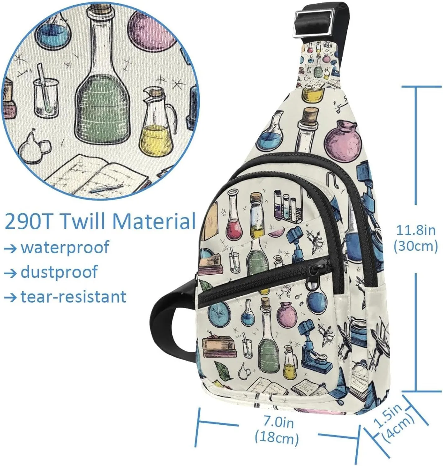 Fanny Pack Cross Body Bag for Outdoors Hiking Traveling, Science lab (1)