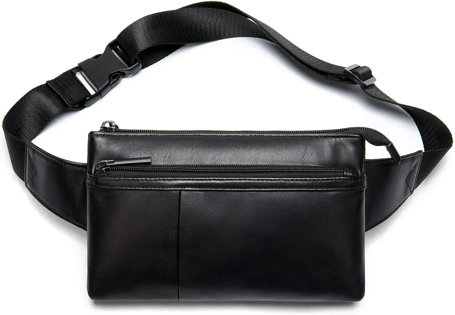Fanny Pack for Men and Women, Super Lightweight Waist Pack Belt Bag Hip Crossbody Purse - Soft Lambskin Leather Black