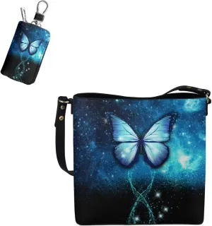 Fashion Ladies Crossbody Handbag Set Shoulder Bag PU Leather Car Key Holder Bag 2 Pieces Bucket Bag for Women