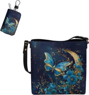 Fashion Ladies Crossbody Handbag Set Shoulder Bag PU Leather Car Key Holder Bag 2 Pieces Bucket Bag for Women