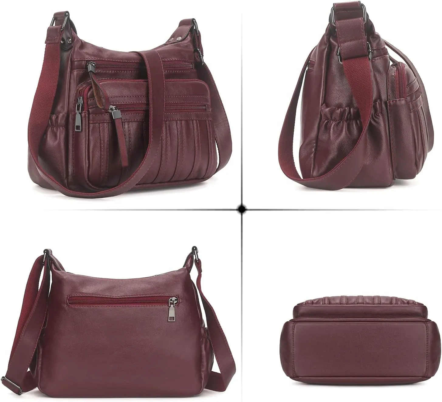 Fashion PU Leather Crossbody Bag For Women Shoulder Bag Large Capacity Designer Casual Hobo Tote Bag