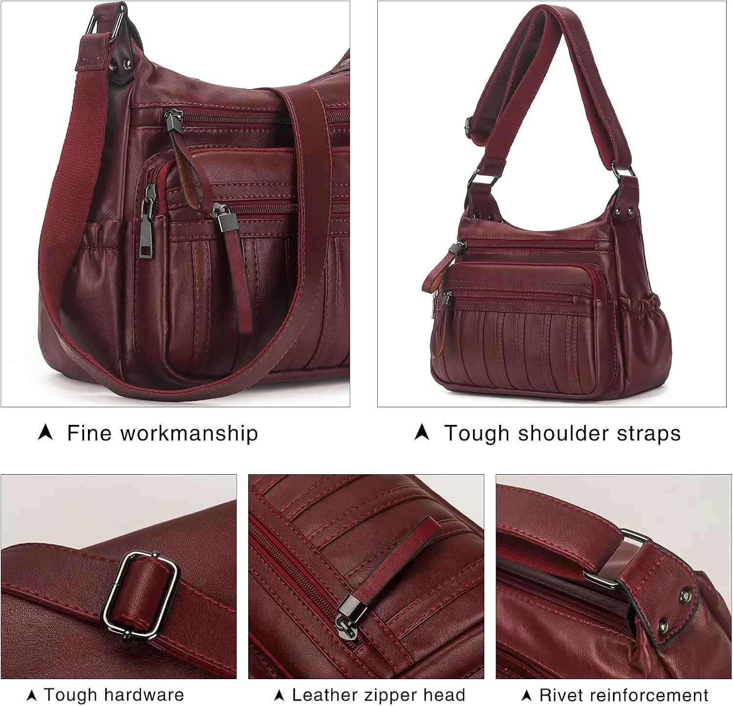 Fashion PU Leather Crossbody Bag For Women Shoulder Bag Large Capacity Designer Casual Hobo Tote Bag