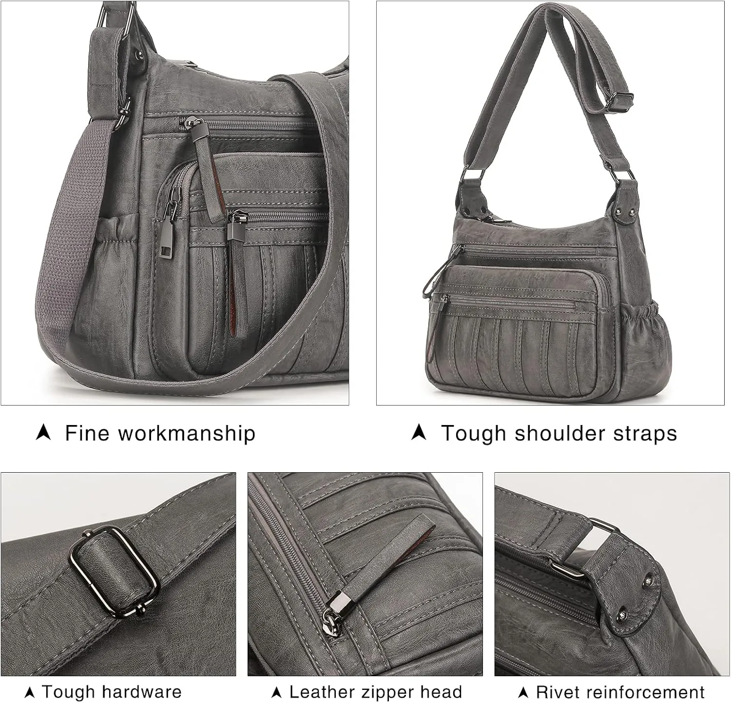 Fashion PU Leather Crossbody Bag For Women Shoulder Bag Large Capacity Designer Casual Hobo Tote Bag