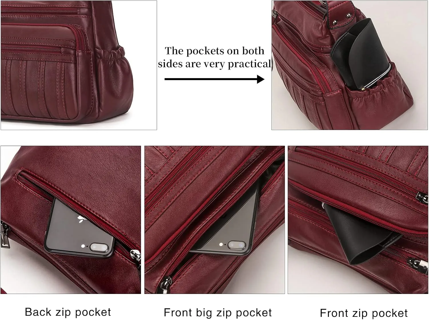 Fashion PU Leather Crossbody Bag For Women Shoulder Bag Large Capacity Designer Casual Hobo Tote Bag