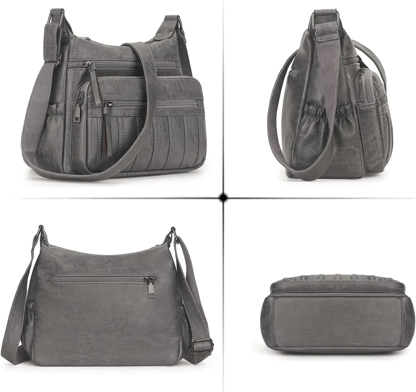 Fashion PU Leather Crossbody Bag For Women Shoulder Bag Large Capacity Designer Casual Hobo Tote Bag