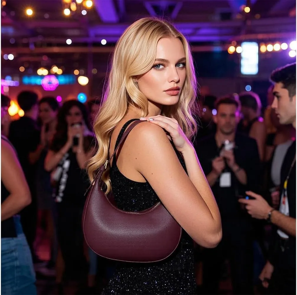 Fashion Small Crescent Underarm Shoulder Bag for Women Trendy Purse Hobo Handbags Clutch Crossbody Bag