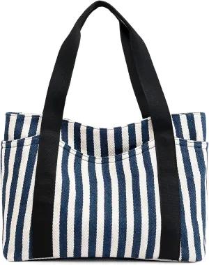 Fashion Striped Women Handbag Large Ladies Canvas Shoulder Bag