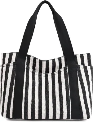 Fashion Striped Women Handbag Large Ladies Canvas Shoulder Bag