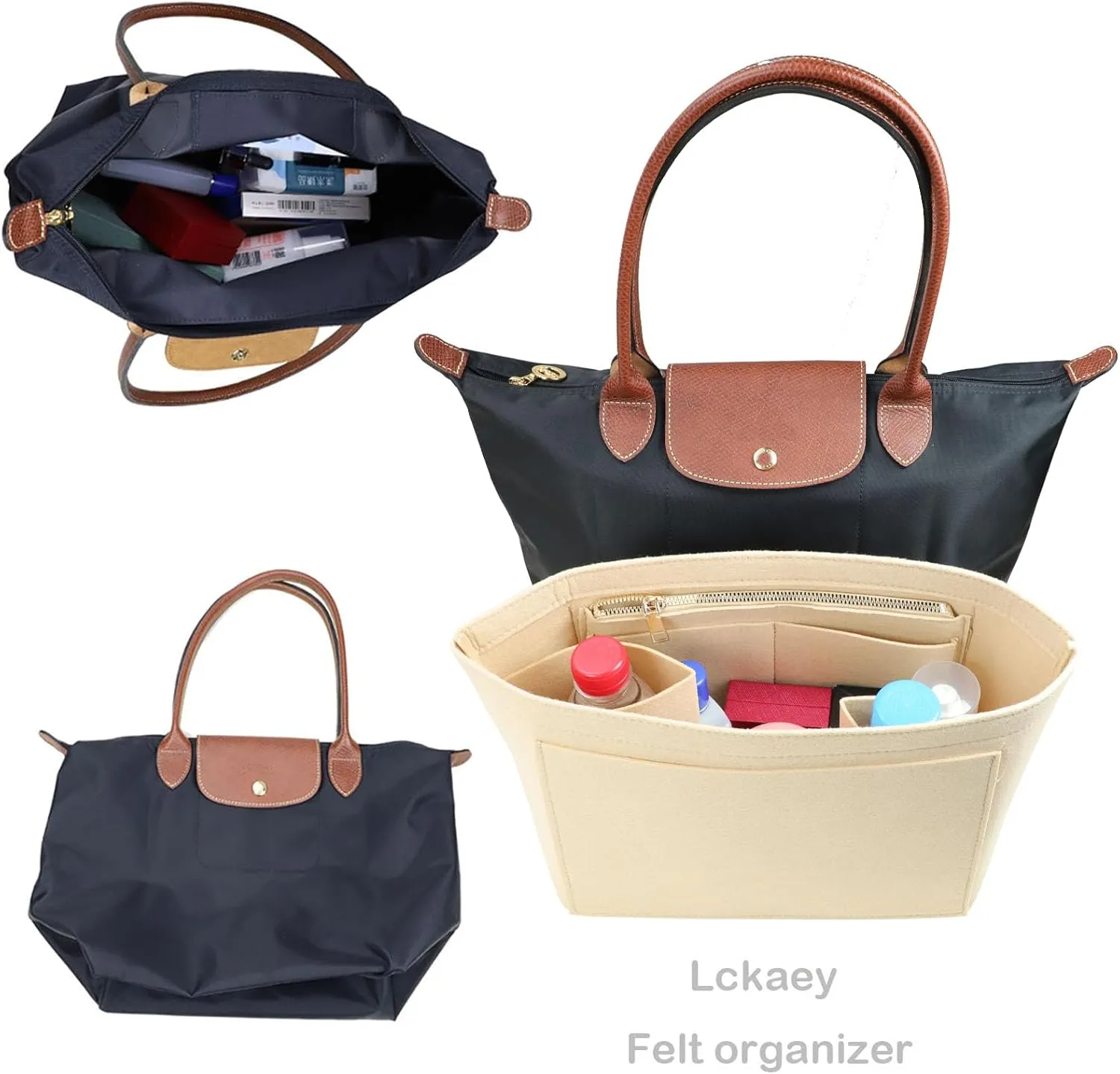 Felt Purse Organizer Insert for Longchamp Le Pliage Neo Handbags Insert Organizer 1012BEIGE-M