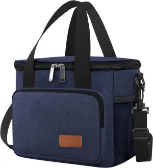 Femuar Lunch Bags for Women/Men, Insulated Lunch Bag for Work Office Picnic - Lunch Cooler Bag Leakproof Lunch Box with Adjustable Shoulder Strap - Dark Blue
