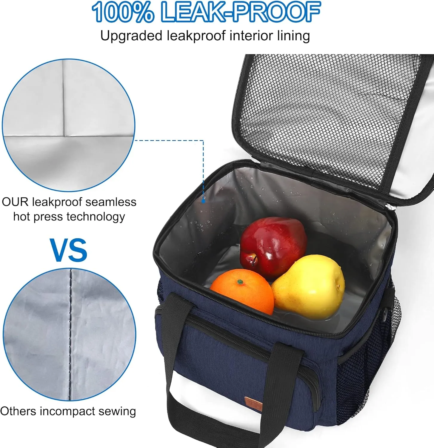 Femuar Lunch Bags for Women/Men, Insulated Lunch Bag for Work Office Picnic - Lunch Cooler Bag Leakproof Lunch Box with Adjustable Shoulder Strap - Dark Blue
