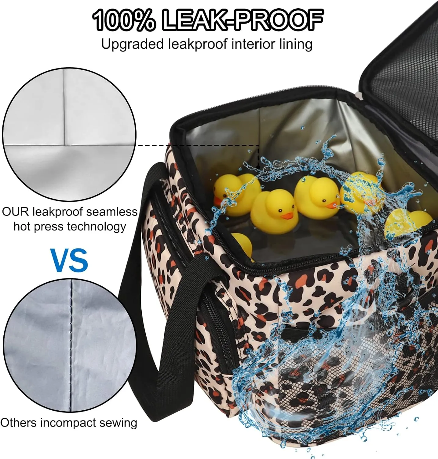 Femuar Lunch Bags for Women/Men, Insulated Lunch Bag for Work Office Picnic - Lunch Cooler Bag Leakproof Lunch Box with Adjustable Shoulder Strap - Leopard Print