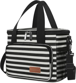 Femuar Lunch Bags for Women/Men, Insulated Lunch Bag for Work Office Picnic - Lunch Cooler Bag Leakproof Lunch Box with Adjustable Shoulder Strap - Stripe