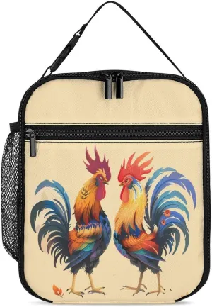 Fighting Morning Rooster Cock Lunch Box Insulated Lunch Bag Lunch Tote Cooler Bag Handbag for Office Travel Picnic