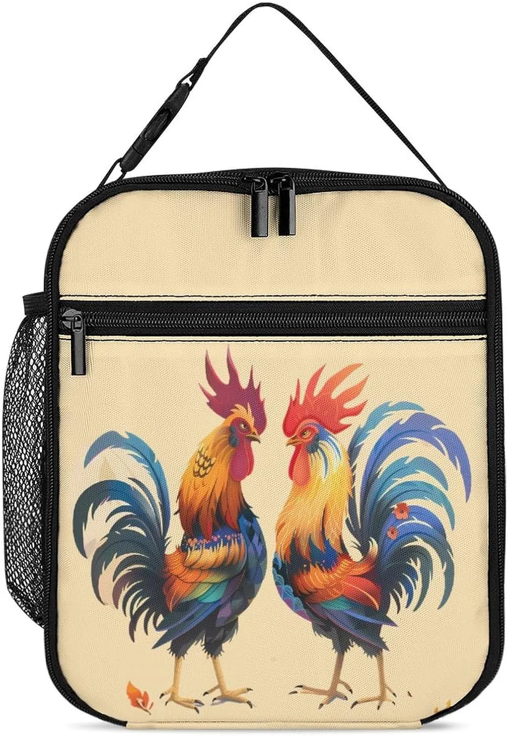 Fighting Morning Rooster Cock Lunch Box Insulated Lunch Bag Lunch Tote Cooler Bag Handbag for Office Travel Picnic