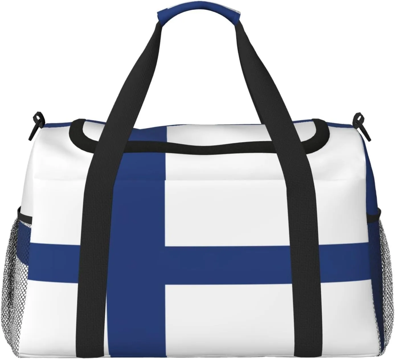 Finnish flag print Personal Item Bag Large Duffel Bag Travel Bag Weekender Bag Gym Bag Tote Duffel bag