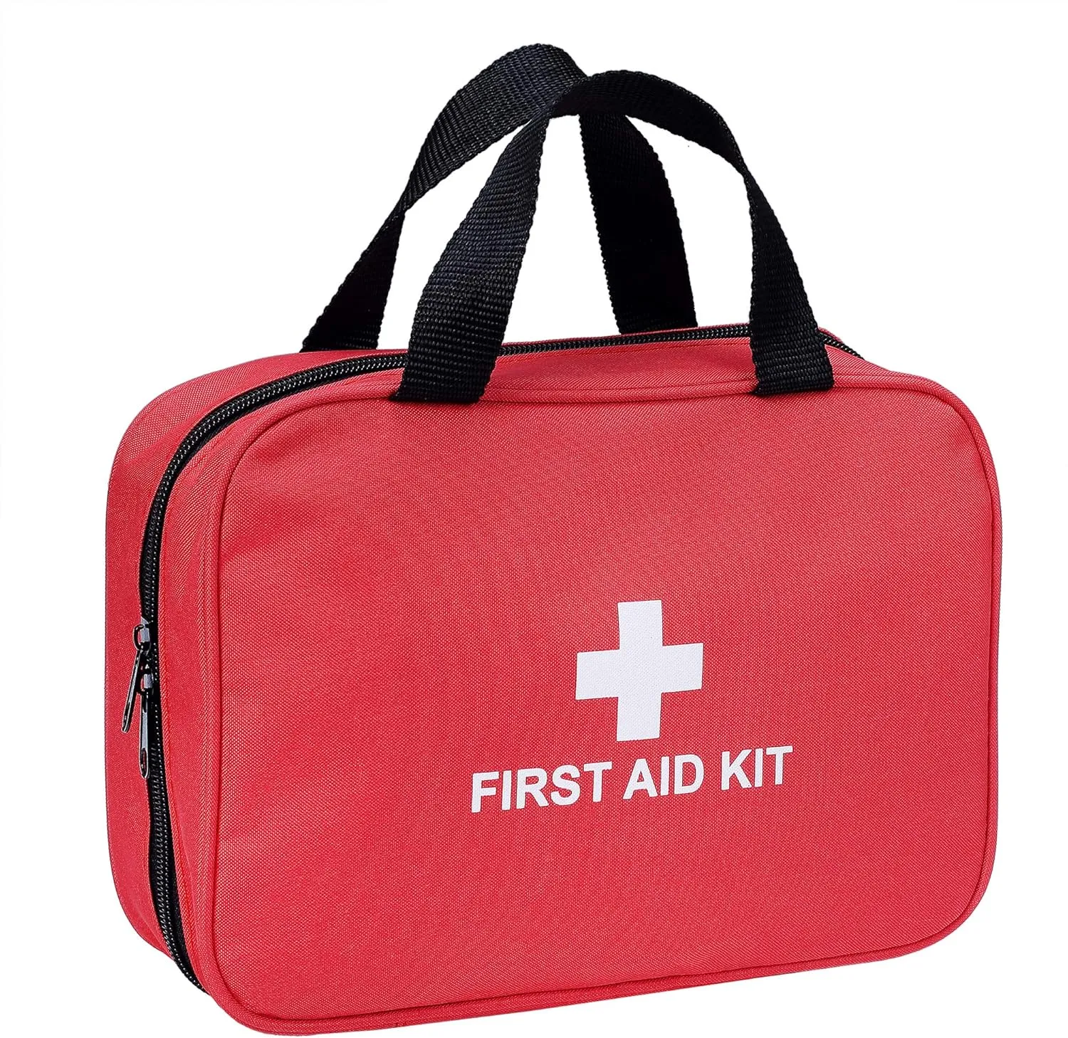 First Aid Kit - 230 Piece - for Car, Home, Travel, Camping, Office or Sports | Red Bag/Reflective Cross, Fully Stocked with Essential Supplies for Emergency and Survival