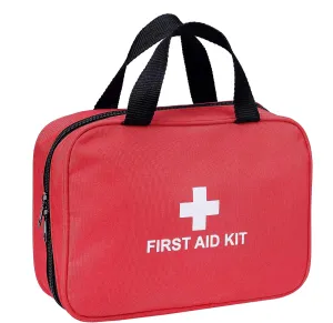 First Aid Kit - 230 Piece - for Car, Home, Travel, Camping, Office or Sports | Red Bag/Reflective Cross, Fully Stocked with Essential Supplies for Emergency and Survival