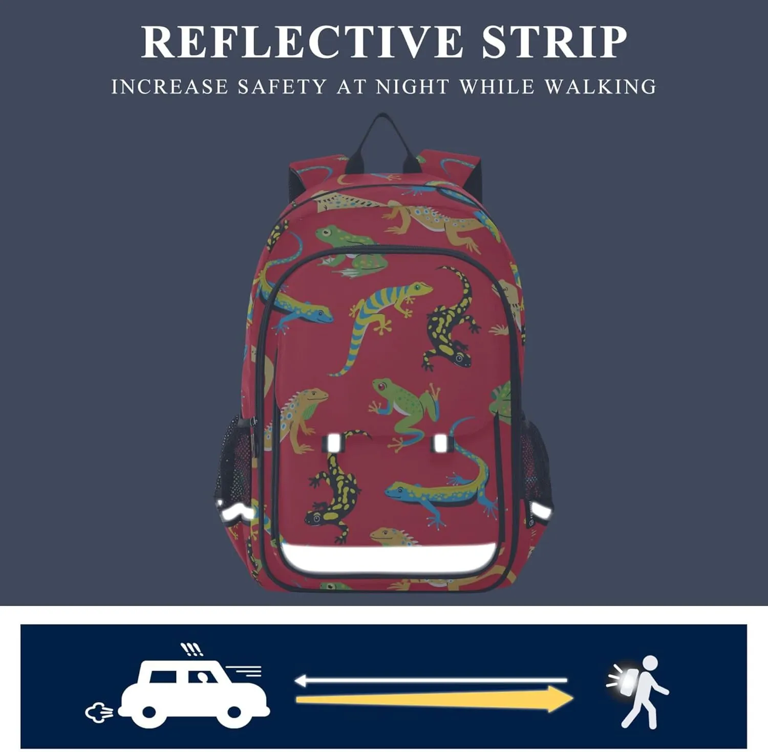 Fisyme Lizard Frog Red School Backpack Laptop Backpack Bags Bookbag Travel Casual Computer Notebooks Daypack
