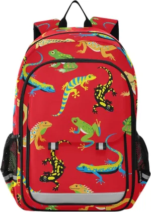 Fisyme Lizard Frog Red School Backpack Laptop Backpack Bags Bookbag Travel Casual Computer Notebooks Daypack
