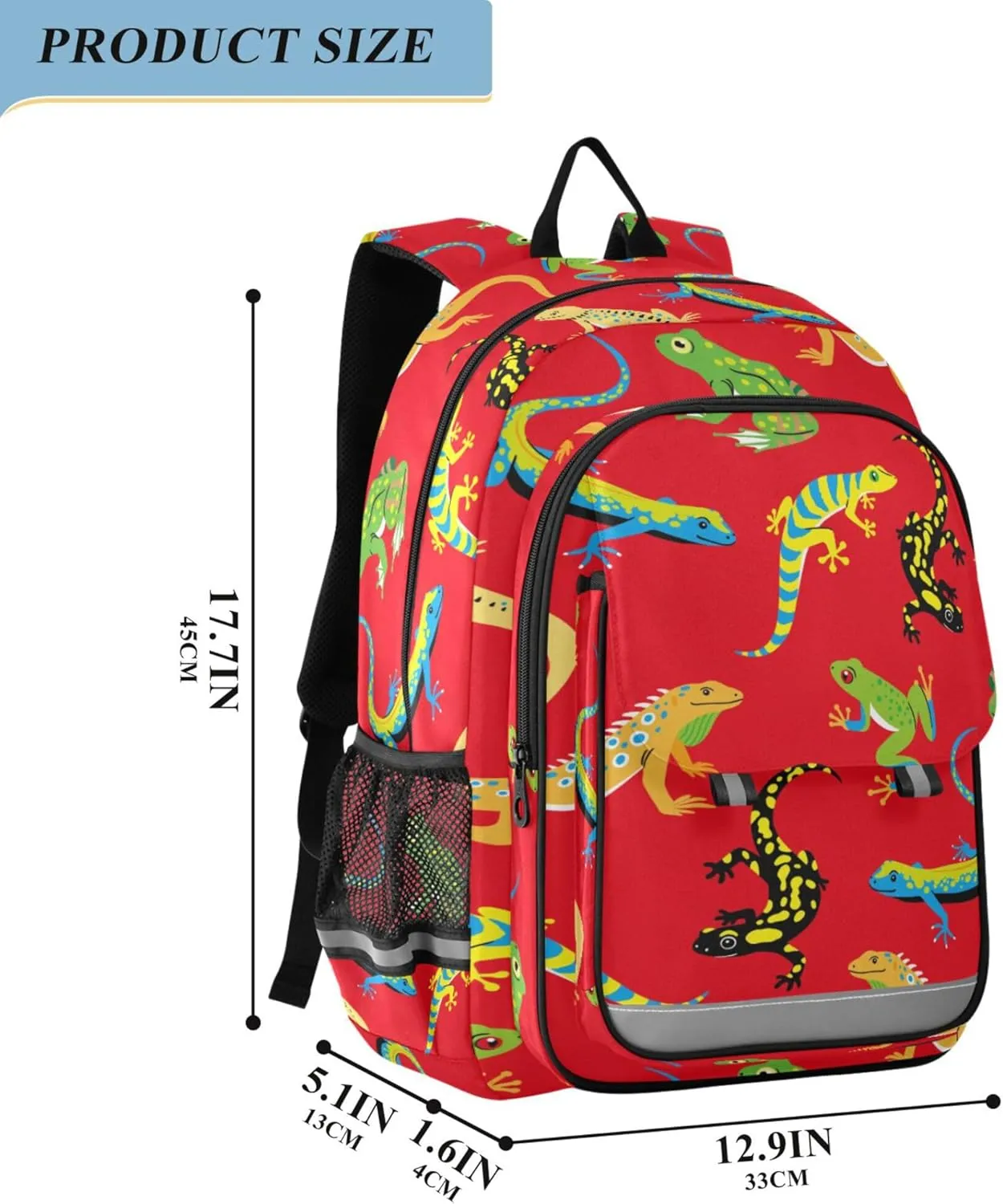 Fisyme Lizard Frog Red School Backpack Laptop Backpack Bags Bookbag Travel Casual Computer Notebooks Daypack