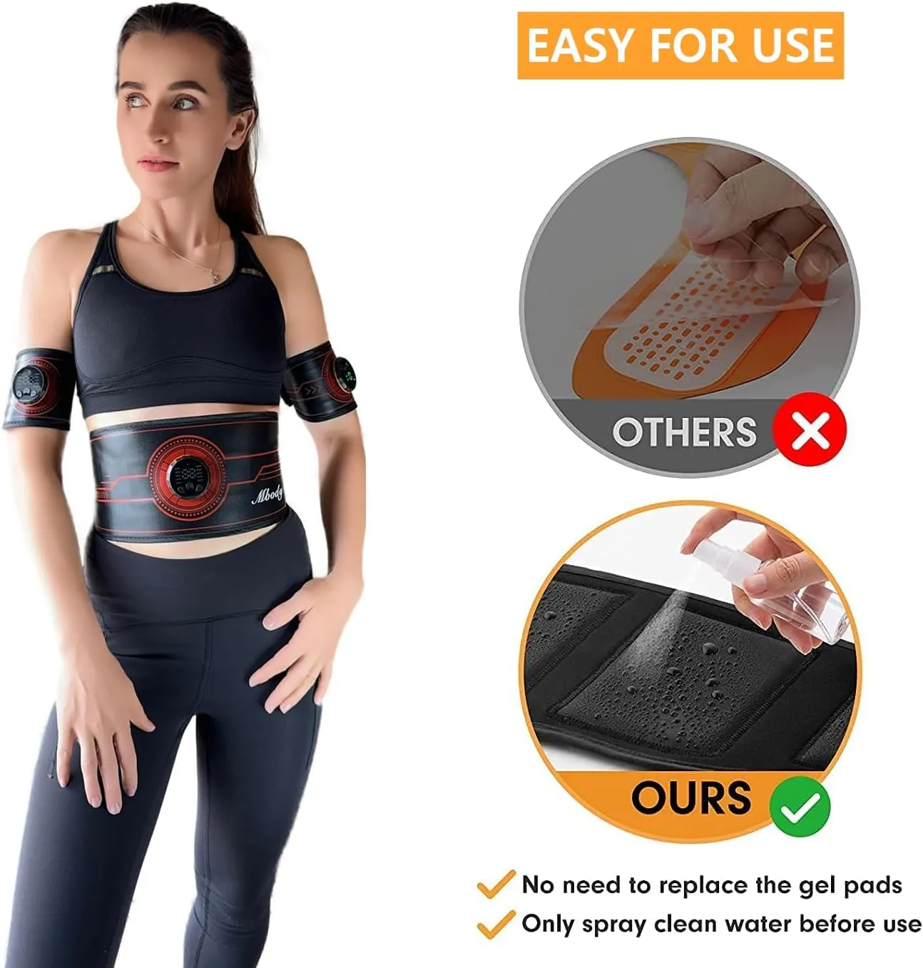 Fitness Workout Toner Abs Training Gear EMS Muscle Stimulator Massage belt for Abdominal/Waist/Arm/Leg Full Set Fit 23''-60''