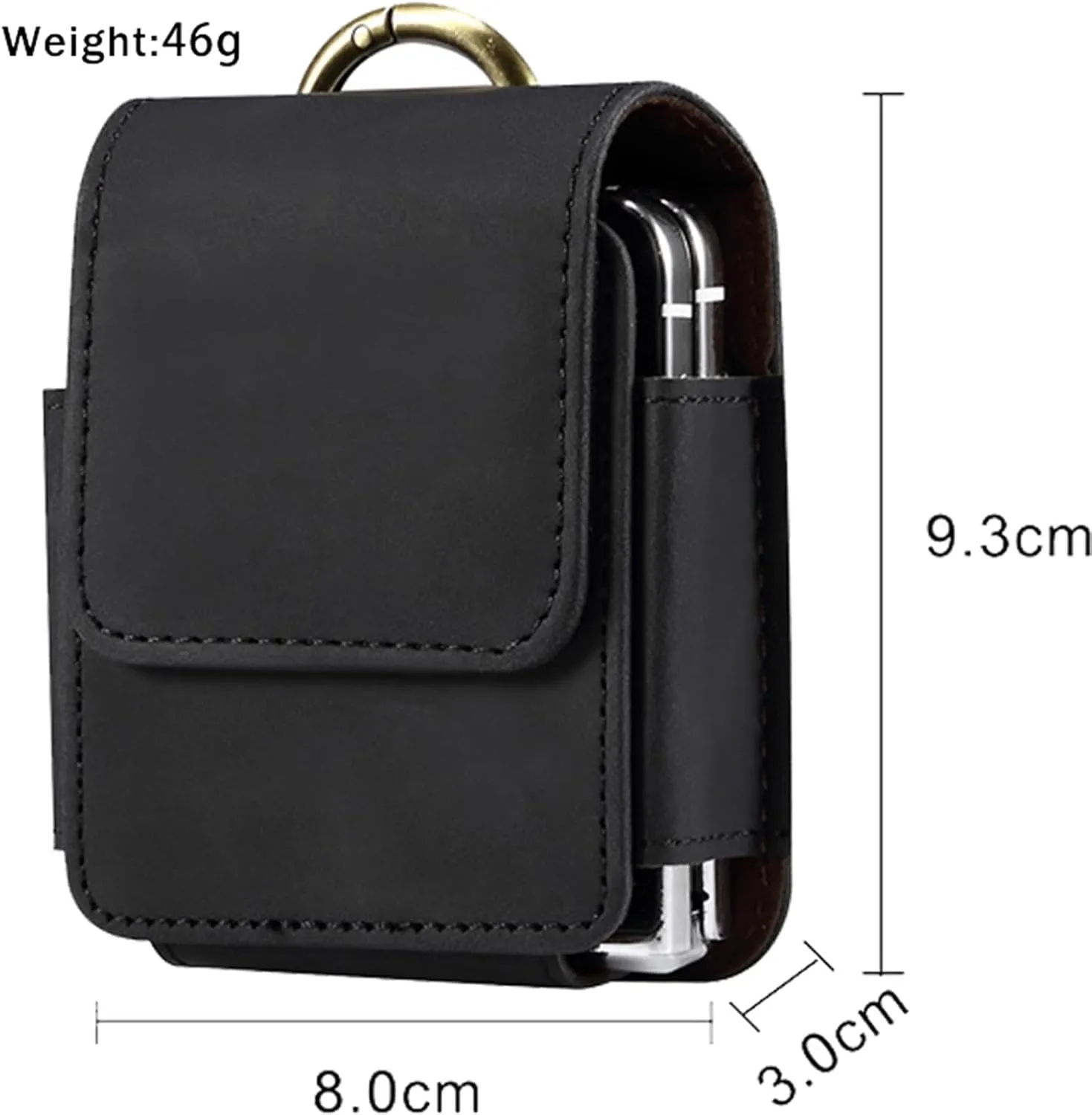 Flip Phone Leather Holster Belt Clip Case for Samsung Galaxy Z Flip 6/5/4/3 with Keychain, [Magnetic Closure] with Finger Ring for Motorola Razr Plus, Moto Razr 2024 YB-Black