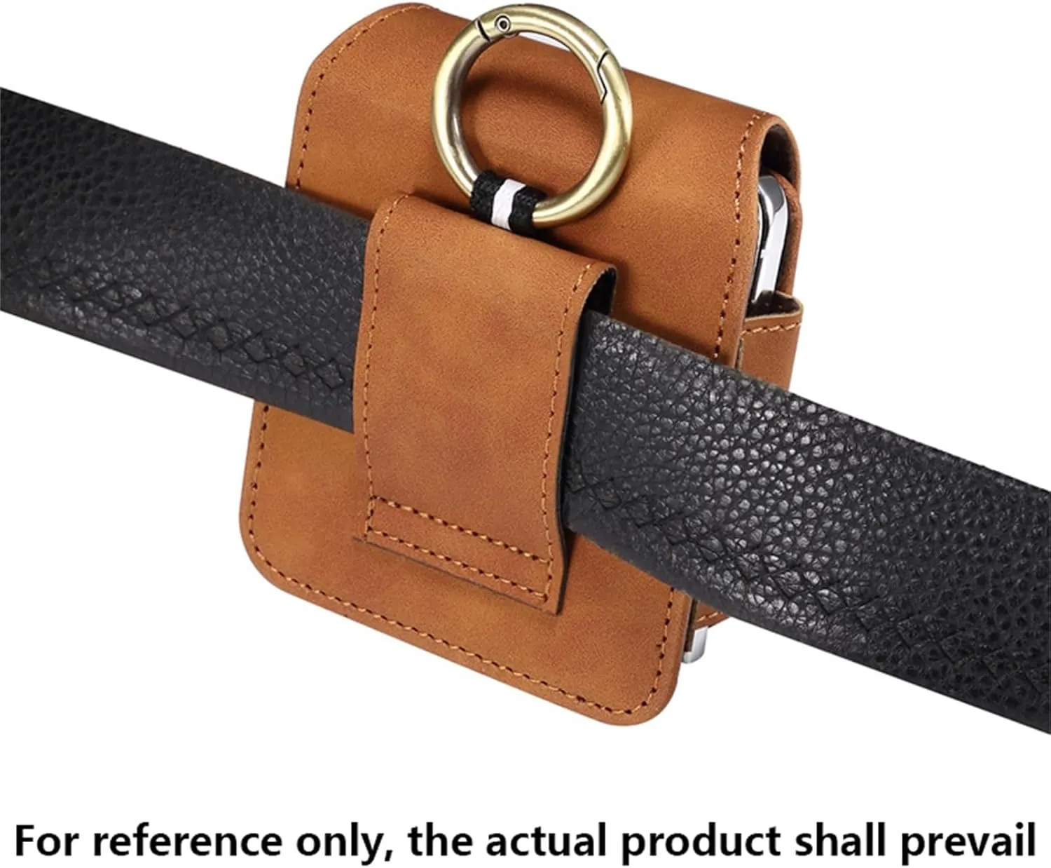 Flip Phone Leather Holster Belt Clip Case for Samsung Galaxy Z Flip 6/5/4/3 with Keychain, [Magnetic Closure] with Finger Ring for Motorola Razr Plus, Moto Razr 2024 YB-Black