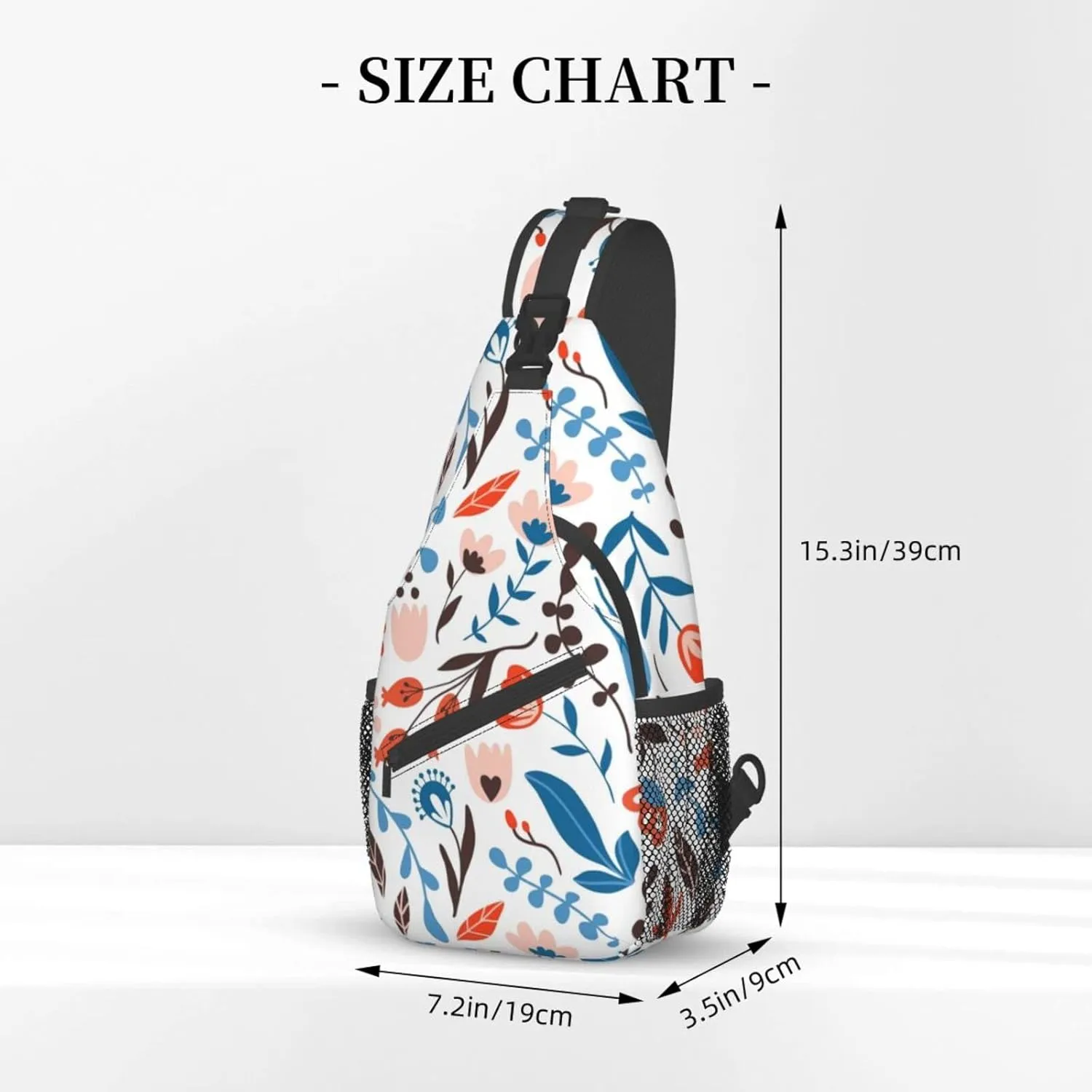 Flower Blossom Botany Floral Sling Bag for Men Women Crossbody Backpack Cycling Hiking Daypack Chest Shoulder Bag with Adjustable Strap