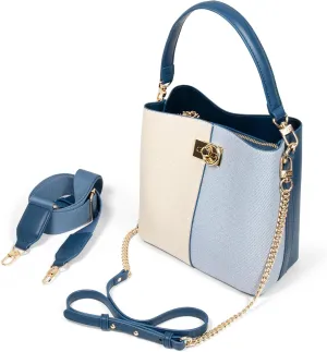 FOLSOM Leather Crossbody Bags for Women - 5 Colors | Leather Bucket Bags for Women - 3 Straps, 3 Compartments, & 3 Closures