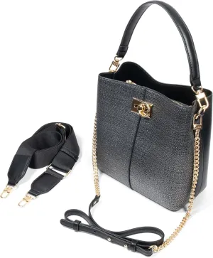FOLSOM Leather Crossbody Bags for Women - 5 Colors | Leather Bucket Bags for Women - 3 Straps, 3 Compartments, & 3 Closures