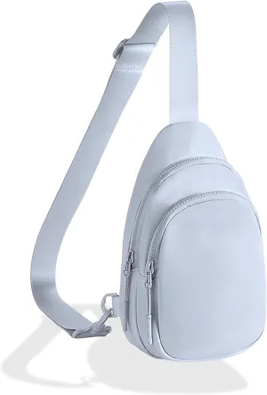 FORZAROCKET Sling Bag Double Compartment w/Long Strap 70" - Crossbody Bag w/Extended Strap - Women Men Fanny Pack - Two-way Durable Zipper - Compact Sling Backpack - Plus Size Friendly, Light Grey