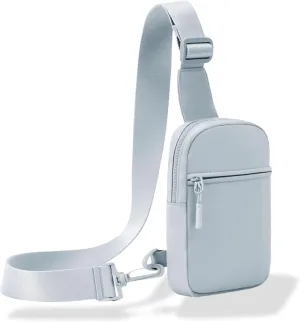 FORZAROCKET Ultralight Sling Bag w/Long Strap 70" – Small Crossbody Bag w/Extended Strap – Women Men Fanny Pack w/Anti-Theft Pocket – Two-Way Durable Zipper – Travel & Plus Size Friendly, Light Grey