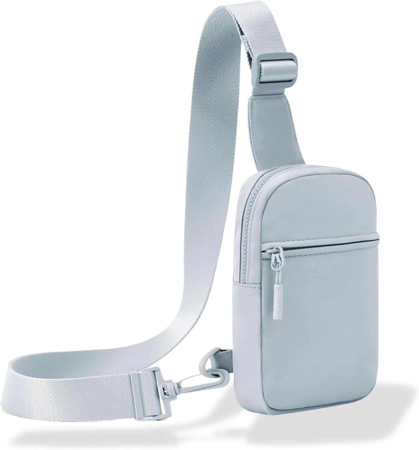 FORZAROCKET Ultralight Sling Bag w/Long Strap 70" – Small Crossbody Bag w/Extended Strap – Women Men Fanny Pack w/Anti-Theft Pocket – Two-Way Durable Zipper – Travel & Plus Size Friendly, Light Grey