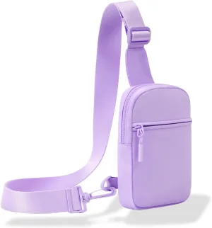 FORZAROCKET Ultralight Sling Bag w/Long Strap 70" – Small Crossbody Bag w/Extended Strap – Women Men Fanny Pack w/Anti-Theft Pocket – Two-Way Durable Zipper – Travel & Plus Size Friendly, Light Purple