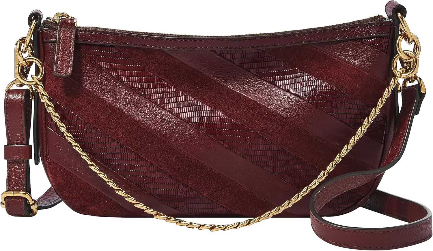 Fossil Jolie Small Crossbody Bag, Mahogany Lizard Stripe